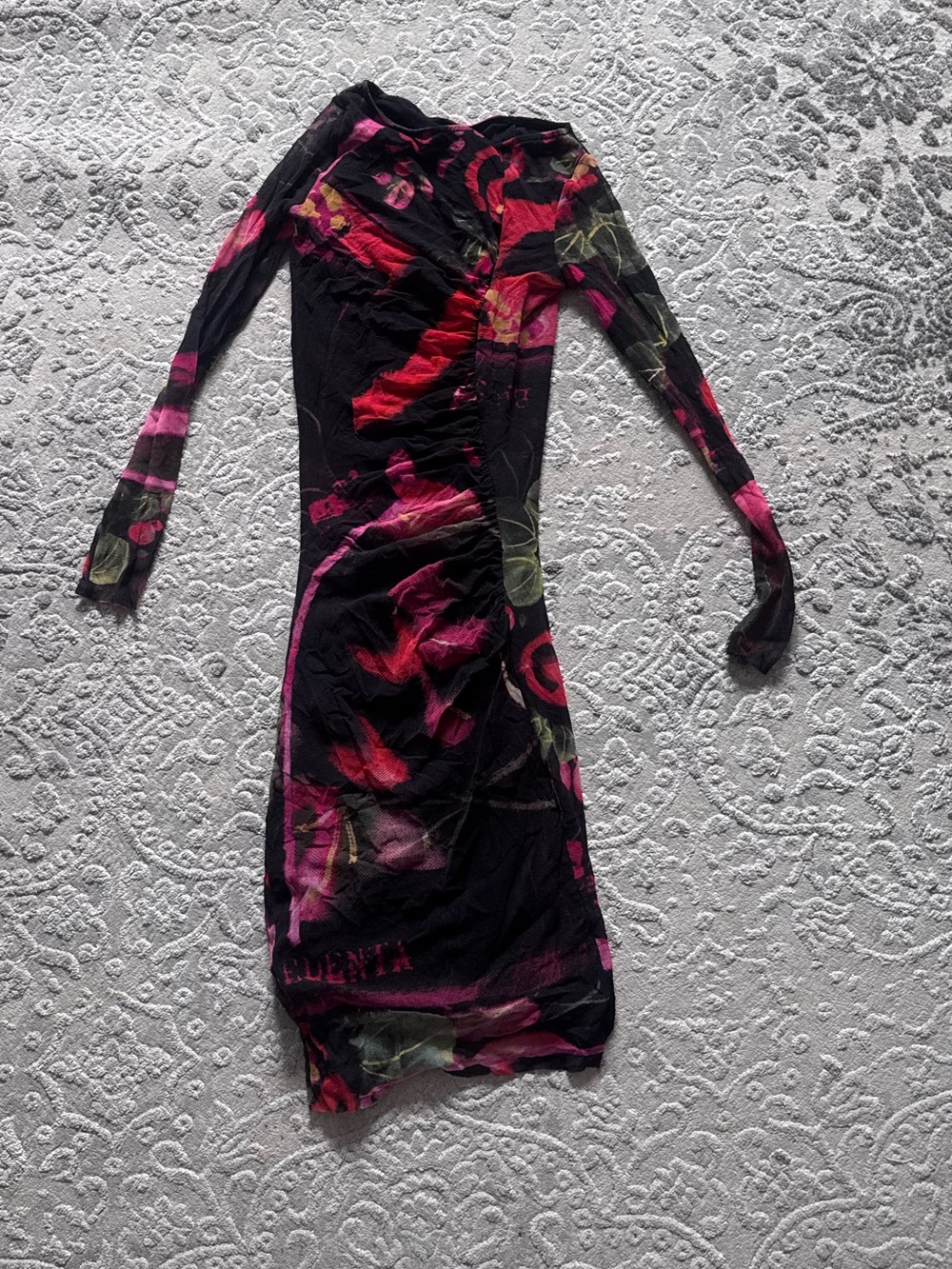 Jean Paul Gaultier Black and Pink Long Sleeve Dress